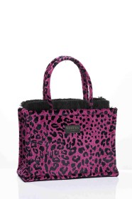 LEOPARD VELVET MAGENTA MEDIUM TOTE BAG (6)